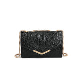 Petit sac carré à bandoulière avec chaîne et motif crocodile tendance et polyvalent